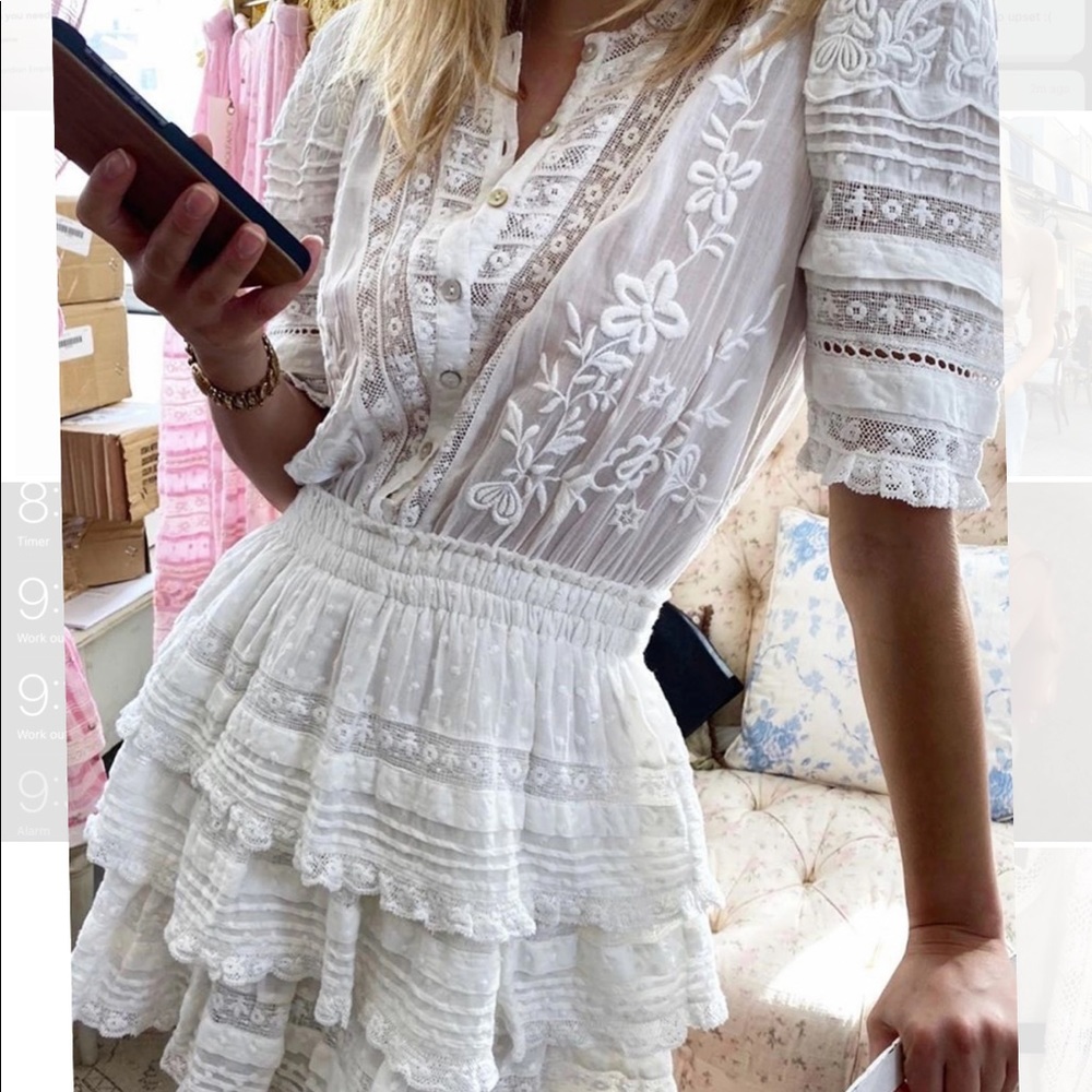 LoveShackFancy Quincy Dress - XS -White